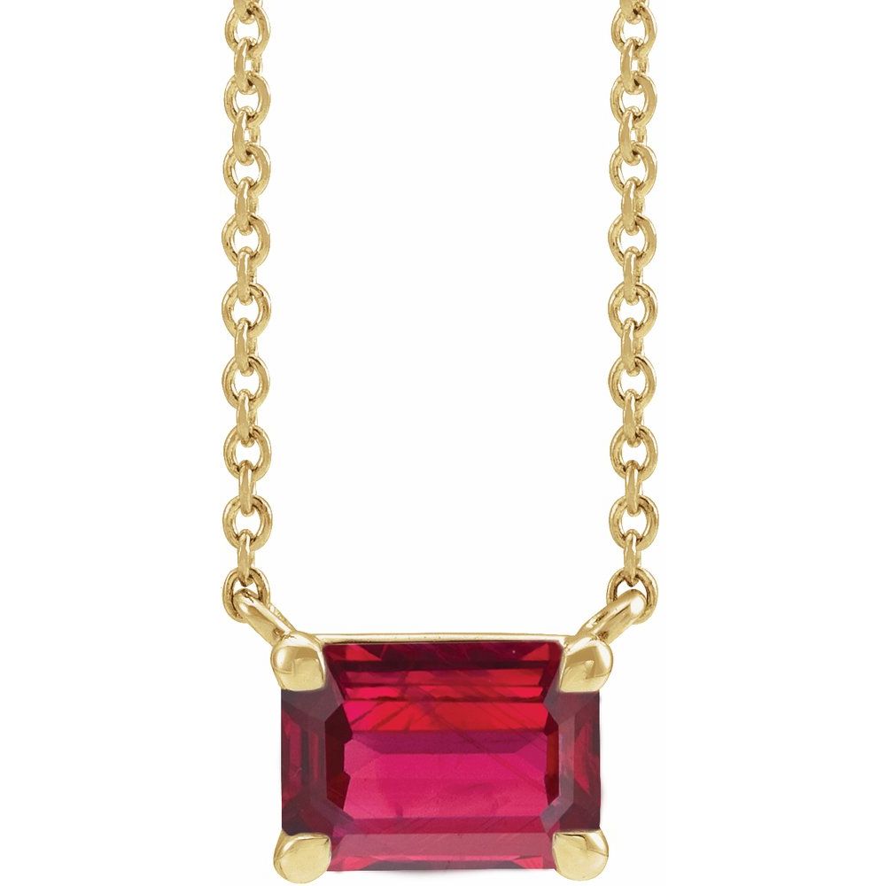 14K Yellow Lab-Grown Ruby 18" Necklace